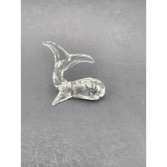 Vintage Miniature Art Glass Whale Figurine Clear 2.5" Ocean Marine Cetacean - Picture 1 of 6